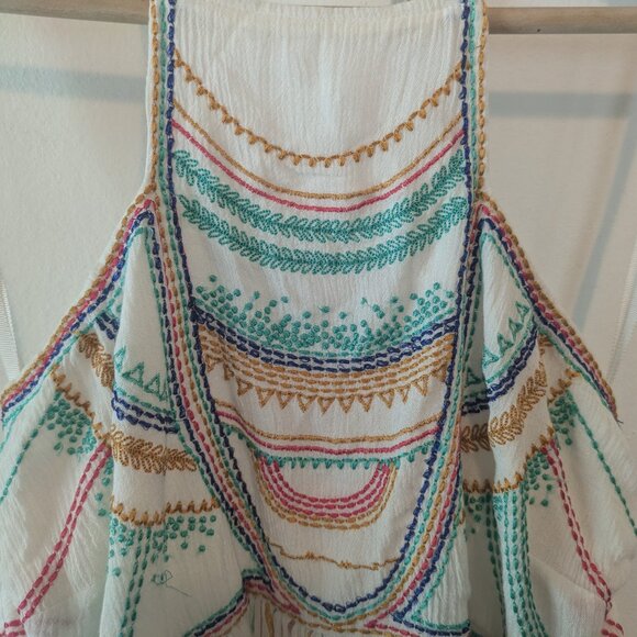 Anthropologie Floreat White Multi-Color Embroidered Halter Top - Picture 3 of 13